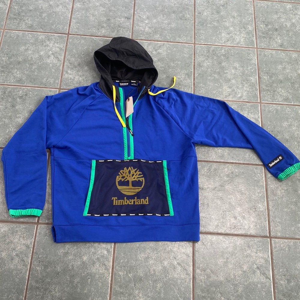 Timberland Mixed Media Mesh Pocket Hoodie